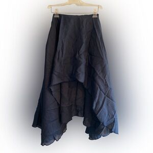 Rare Huber Egloff High Low Maxi Skirt Navy Blue Gold Metallic Size 36